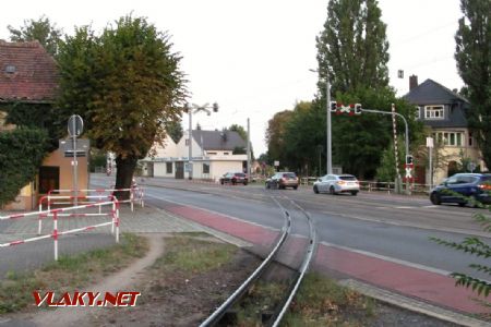 22.08.2018 – Radebeul: křížení úzkorozchodné tratě s tramvajovou tratí © Dominik Havel