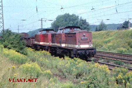 Flöha - Niederwiesa DR 112.678 + 110.xxx, 8.8.1986: © Pavel Stejskal