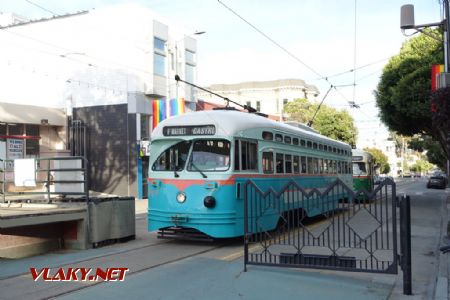 San Francisco, konečná Castro s tram č. 1076 z r. 1946 z Washingtonu, 12.10.2023 © Jiří Mazal