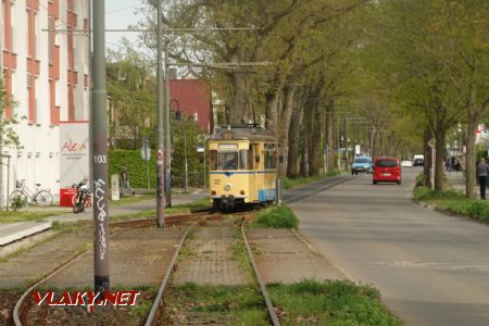 Woltersdorf: městské vedení tratě podél ulice, 13. 4. 2024 © Libor Peltan