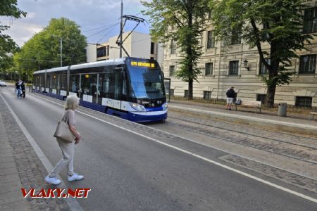 Riga, tramvaj ForCity u divadla na cestě do vozovny, 4.7.2024, Tomáš Kraus