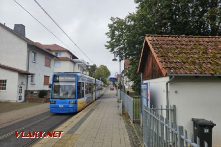 Hessisch Lichtenau, Stadtmitte: tramvaj odjíždí na konečnou, © Tomáš Kraus, 6.10.2024