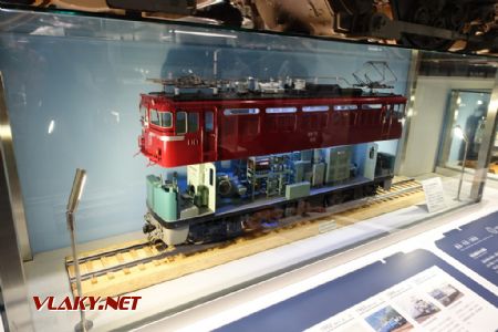 Kyoto, železniční muzeum, interaktivní model se zvedající kapotou, 4.11.2024 © Jiří Mazal