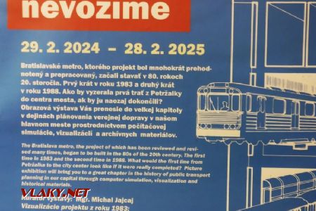 Plagát výstavy Metro, ktorým sa nevozíme (19.2.2024-28.2.2025), Múzeum dopravy v Bratislave  