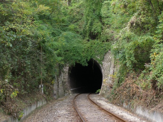 Sátai alagút - teda Sátanský tunel v celej svojej kráse, vrátane prírodnej úpravy popínavým rastlinstvom. 10.2008, foto: Bc. Jozef Gulík