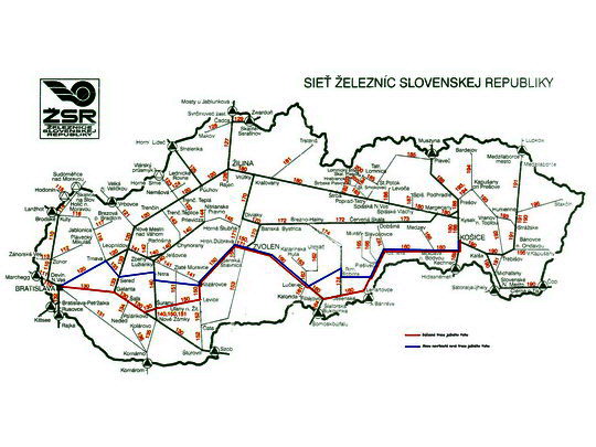 Mapa železníc na porovnanie starého a nového južného ťahu - ZOBRAZ!