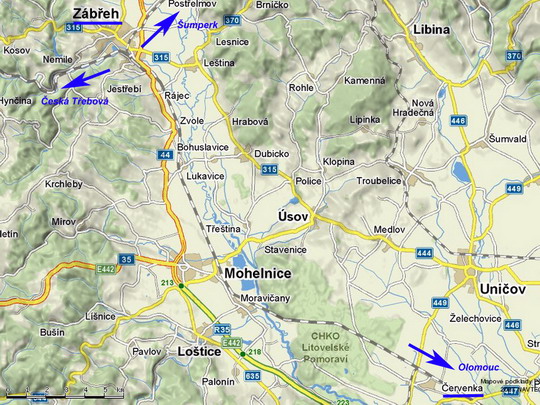 Úsek Zábřeh n.M. - Červenka na mapě © Mapy.cz - ZOBRAZ!