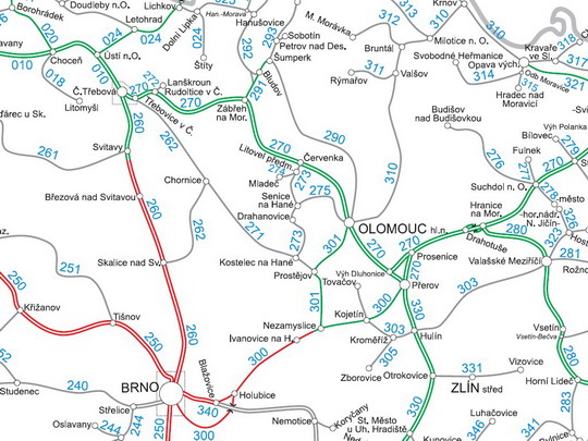 Trať č. 291 a provozem související tratě na mapě sítě SŽDC - ZOBRAZ!