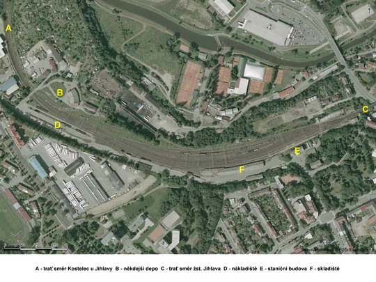 Železniční stanice Jihlava město na fotomapě; zdroj: www.mapy.cz - ZOBRAZ!