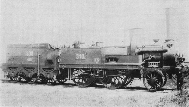Rušeň Tiskej železnice „PEST“ z roku 1858, usporiadanie pojazdu 1B, výrobca StEG, trieda Ib, inv. č. 310.